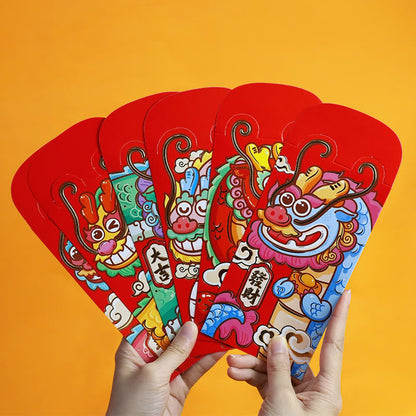 Mythstone 6Pcs Chinese Red Envelope Year of the Dragon Lucky Money Envelopes Auspicious Dragon Design 2024 Chinese New Year Dragon Year Envelope