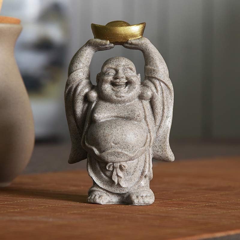 Mythstone Laughing Buddha Resin Statue Blessing Home Decoration