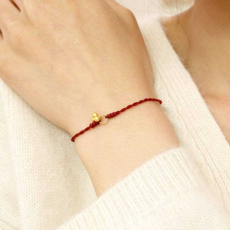 Mythstone 925 Sterling Silver Gold Plated Luck Red String Bracelet