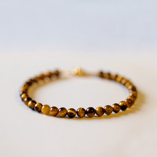 Mythstone 14K Gold Plated Natural Tiger Eye Stone Courage Protection Bracelet