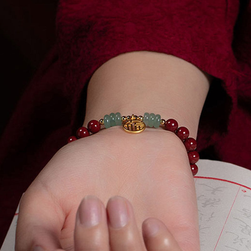 Mythstone Cinnabar Green Aventurine Luck Blessing Bracelet