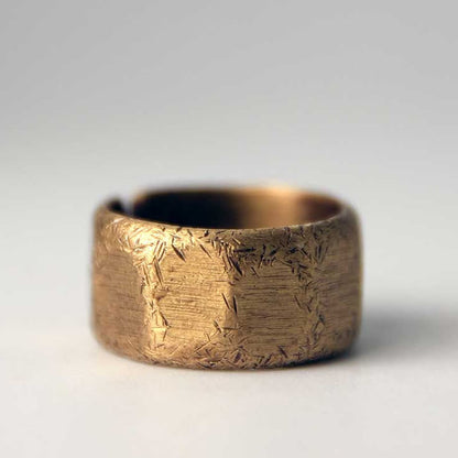 Mythstone Tibetan Simple Design Copper Brass Frosted Wealth Ring