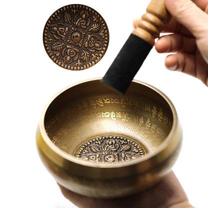 Mythstone Tibetan Sound Bowl Handcrafted for Yoga Mindfulness and Meditation Singing Bowl Set