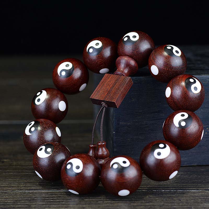 Mythstone Small Leaf Red Sandalwood Yin Yang Protection Bracelet