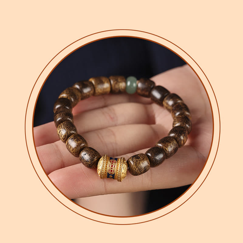 Mythstone Agarwood Copper Coin Auspicious Cloud Calm Bracelet