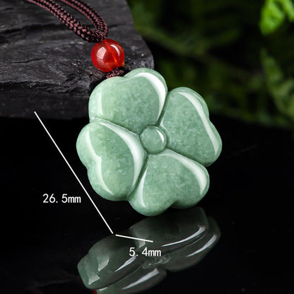 Mytthstone Natural Lucky Four Leaf Clover Jade Prosperity Necklace Pendant