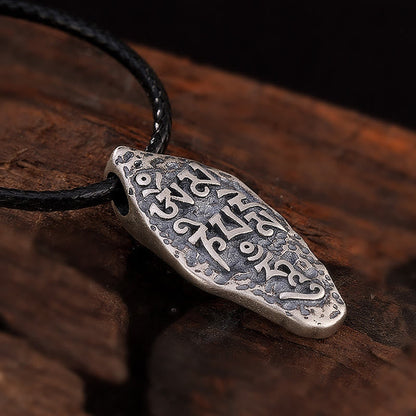 Collar con colgante de fuerza con grabado de Om Mani Padme Hum Dorje Vajra en plata de ley 925 tibetana Mythstone