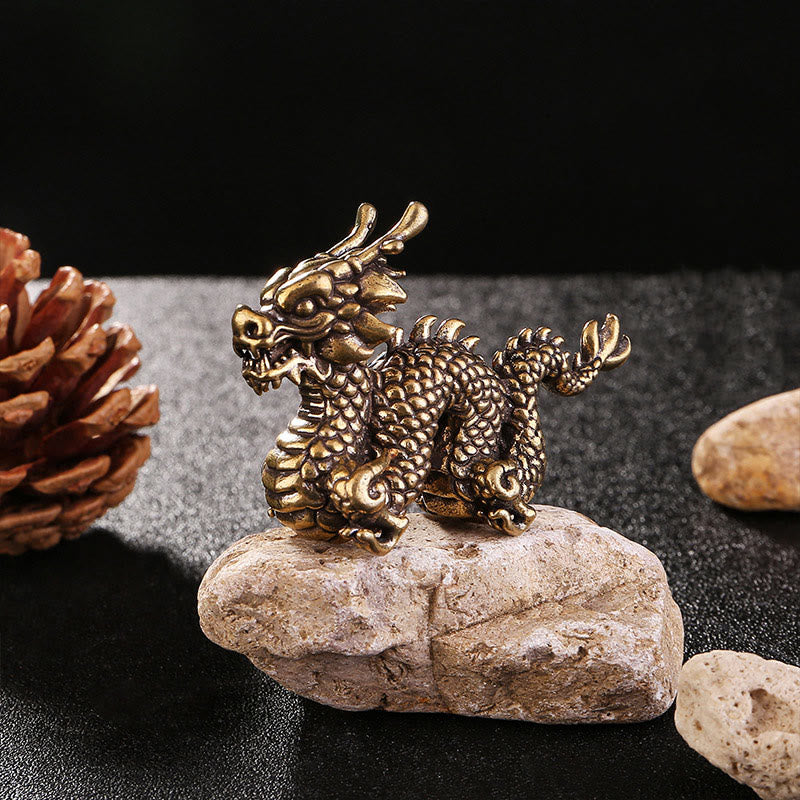 Mythstone Year Of The Dragon Small Auspicious Brass Dragon Luck Success Home Decoration