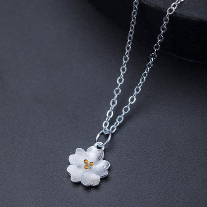 Mythstone 925 Sterling Silver Cherry Blossom Flower Blessing Necklace Pendant