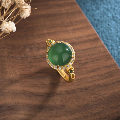 Mythstone Green Jade Fortune Ring