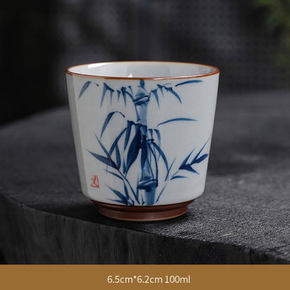 Mythstone Lotus Flower Leaf Bamboo Ceramic Teacup Kung Fu Tea Cups