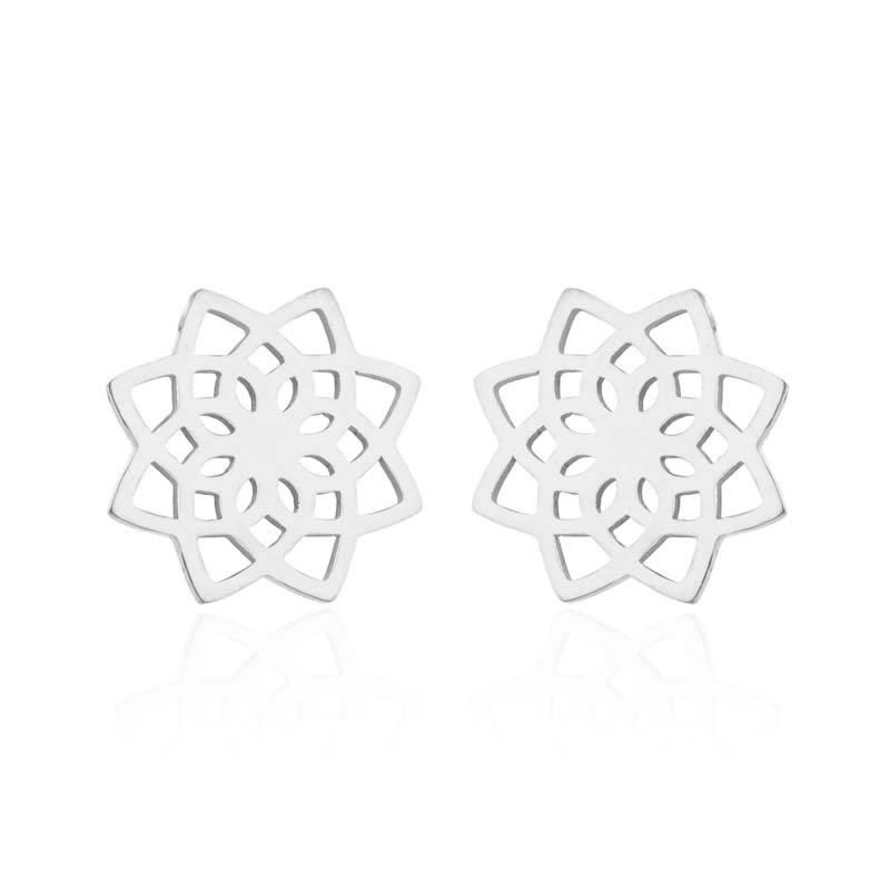 Mythstone Tibetan Lotus Pattern New Beginning Stud Earrings