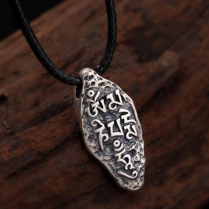 Collar con colgante de fuerza con grabado de Om Mani Padme Hum Dorje Vajra en plata de ley 925 tibetana Mythstone