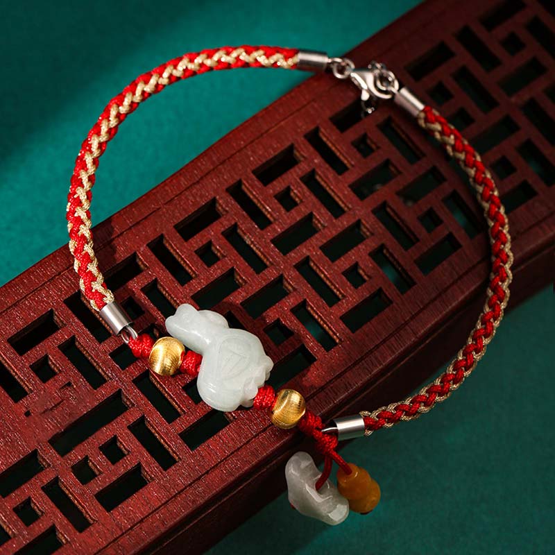 Pulsera de hilo rojo de jade y prosperidad del zodíaco chino Mythstone