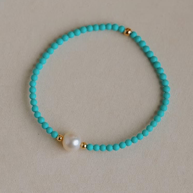 Mythstone Turquoise Red Agate Pearl Small Beaded Protection Bracelet