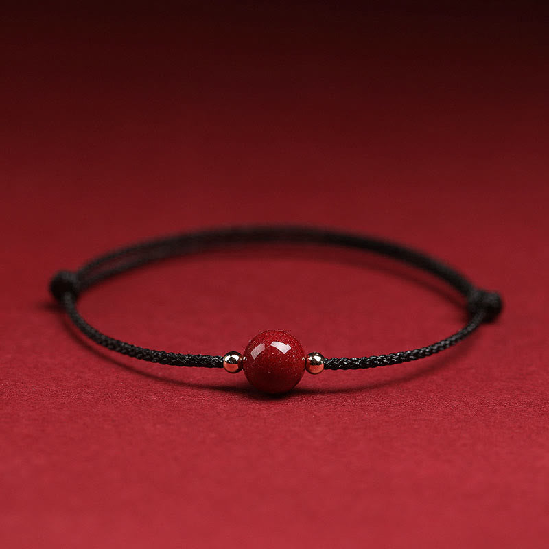 Mytthstone Natural Lucky Cinnabar Bead Blessing String Bracelet Anklet