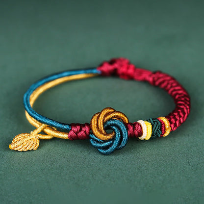 Mythstone Tibetan Handmade Mandala Knot Leaf Luck Rope Bracelet