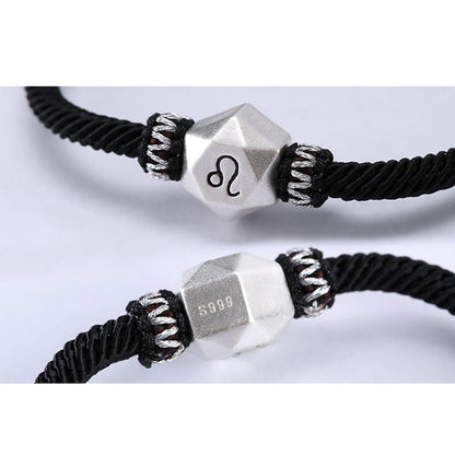 MythStone 999 Sterling Silver 12 Constellations of the Zodiac Protection Handmade String Bracelet