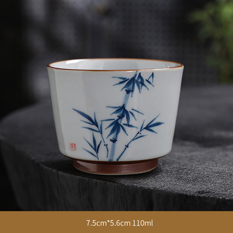 Mythstone Lotus Flower Leaf Bamboo Ceramic Teacup Kung Fu Tea Cups