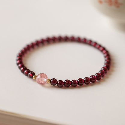 MythStone Natural Garnet Strawberry Quartz Calm Bracelet