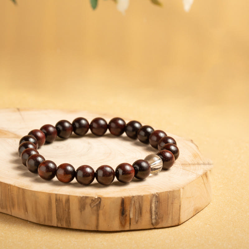 Mythstone Small Leaf Red Sandalwood White Crystal Protection Bracelet