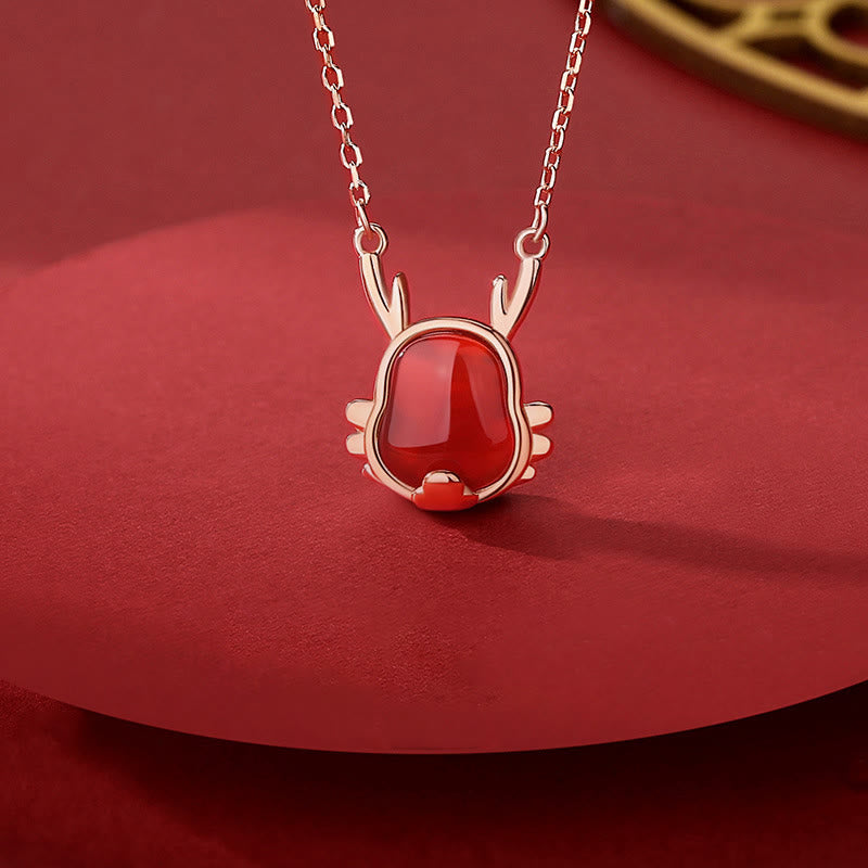 Mythstone 925 Sterling Silver Year of the Dragon Natural Red Agate Dragon Attract Fortune Fu Character Strength Bracelet Necklace Pendant Earrings