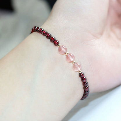 MythStone Natural Garnet Strawberry Quartz Calm Bracelet