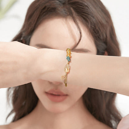 Mythstone Citrine PiXiu Fu Character Prosperity String Braided Bracelet