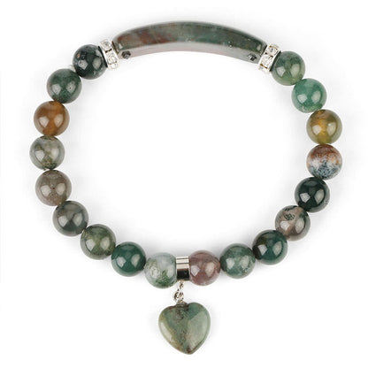 Mythstone Natural Quartz Love Heart Healing Beads Bracelet