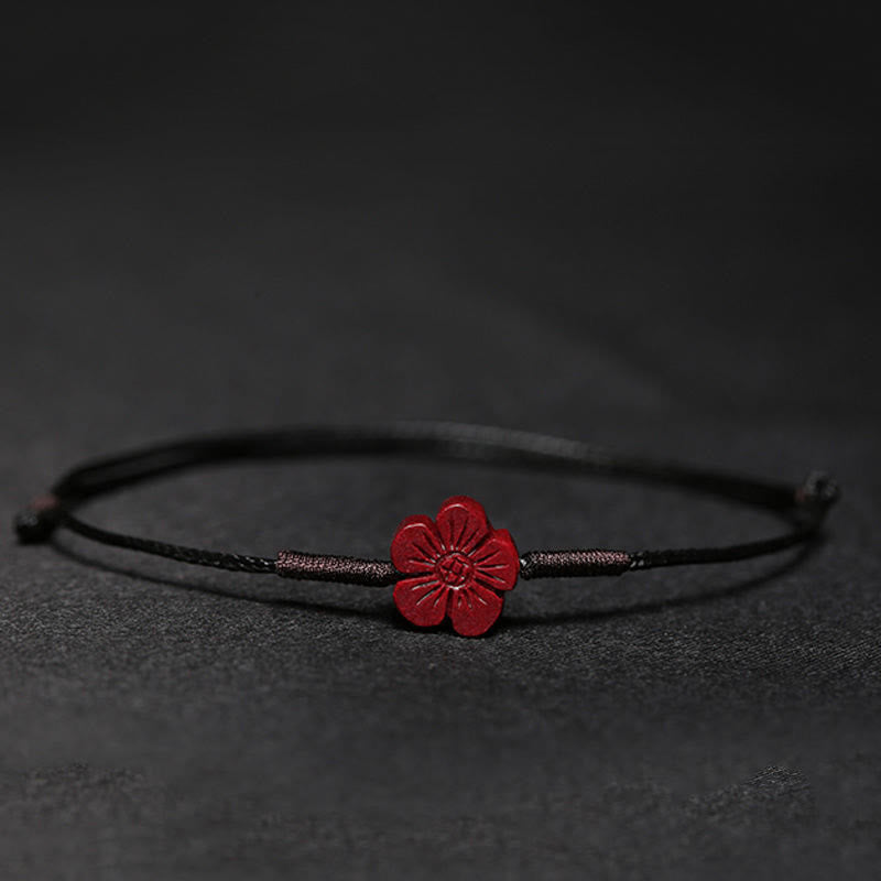 Mythstone Handmade Plum Blossom Four Leaf Clover PiXiu Lotus Koi Fish Cinnabar Blessing Braid Bracelet