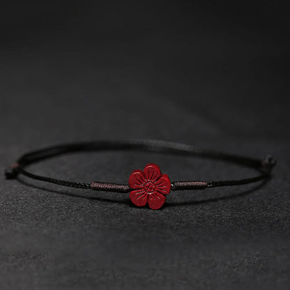 Mythstone Handmade Plum Blossom Four Leaf Clover PiXiu Lotus Koi Fish Cinnabar Blessing Braid Bracelet