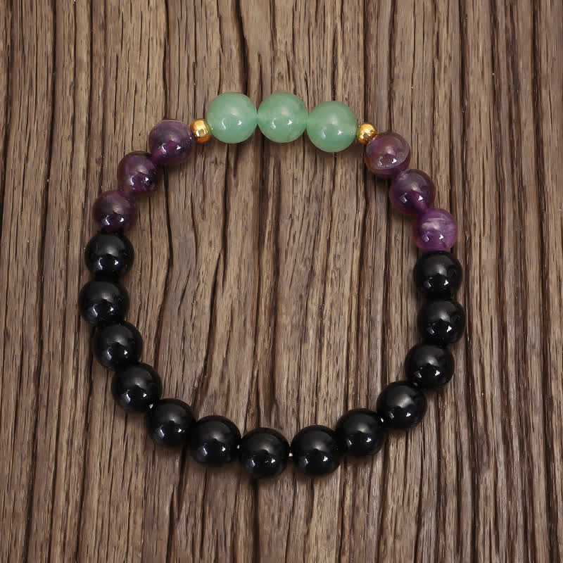 Mythstone 108 Mala Beads Amethyst Green Aventurine Lotus Meditation Bracelet