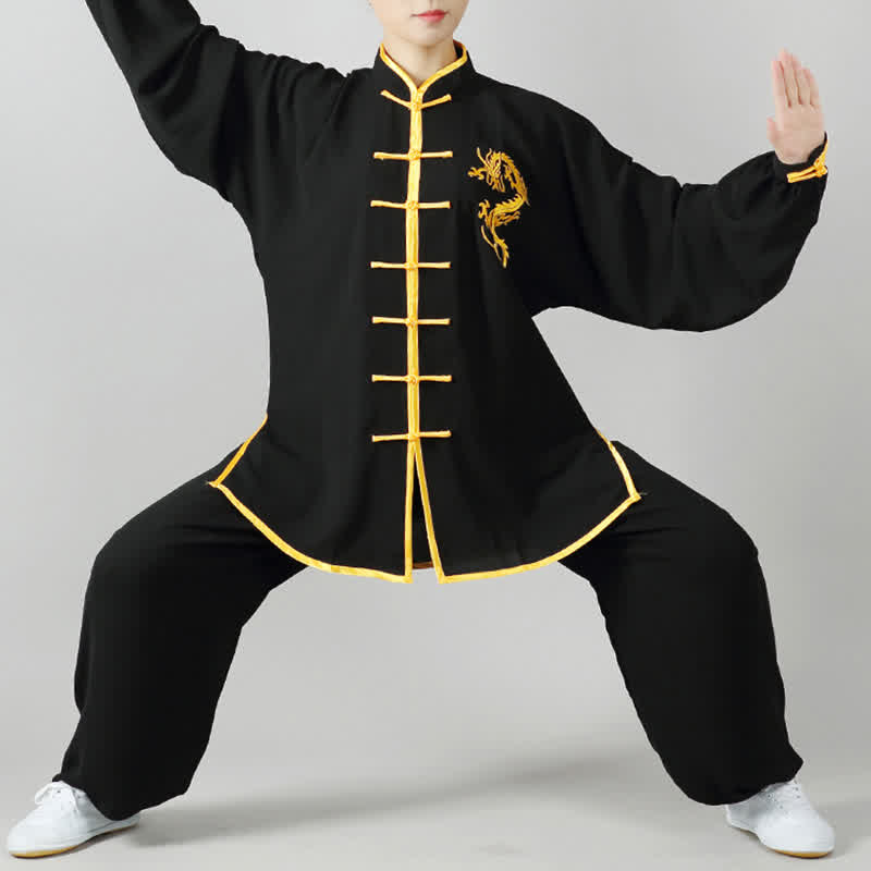 Mythstone Dragon Embroidered Qi Gong Zen Spiritual Practice Meditation Prayer Uniform Unisex Clothing Set