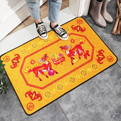 Mythstone Five Elements Lucky Crane Gourd Kirin Dragon Axe Nine Koi Fish Non-slip Foot Pad Doormat