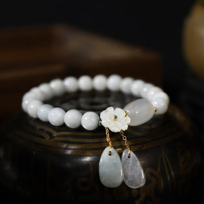 MythStone Natural White Jade Luck Bracelet