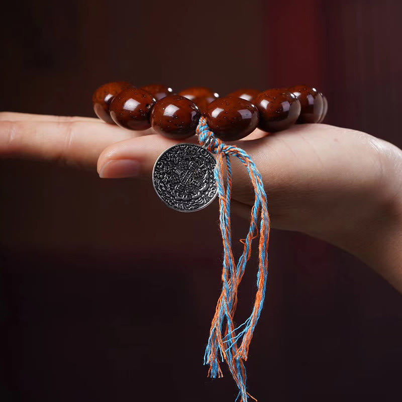 Pulsera de la riqueza con dijes de ocho diagramas y nueve palacios del zodíaco chino con rata de oro púrpura tibetano natural Mythstone