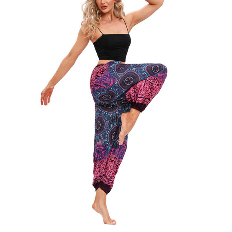 Pantalones de harén con estampado de brújula holgados e informales de Mythstone, pantalones de yoga para mujer 