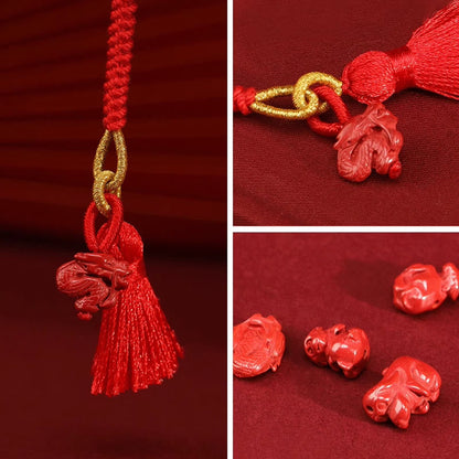 Mythstone Natural Cinnabar Dragon Blessing Red String Belly Chain