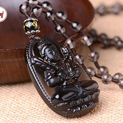 Chinese Zodiac obsidian Protection Necklace