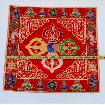 Mythstone Flower Endless Knot Prayer Altar Mat Healing Meditation 8 Auspicious Symbols Mat Table Runner