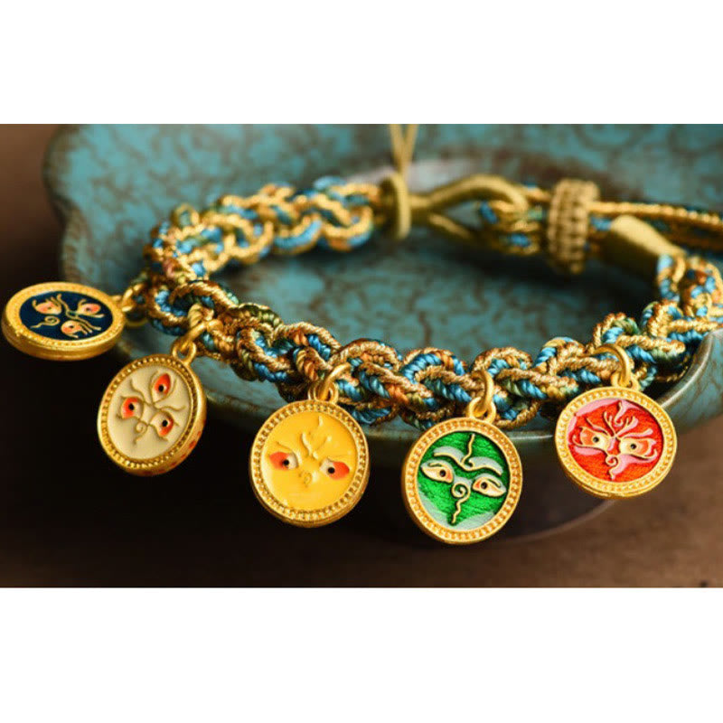 Mythstone Tibetan Five God Of Wealth Luck Handcrafted Braid String Bracelet