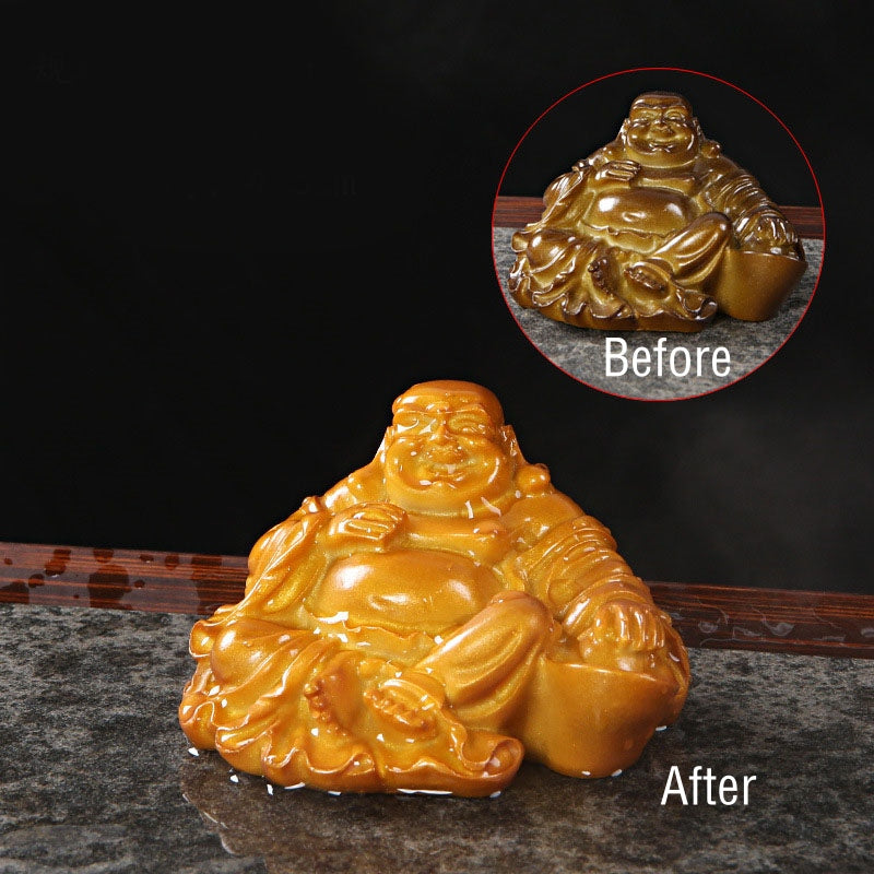 Mythstone Color Changing Laughing Buddha Resin Tea Pet Wealth Home Figurine Decoration