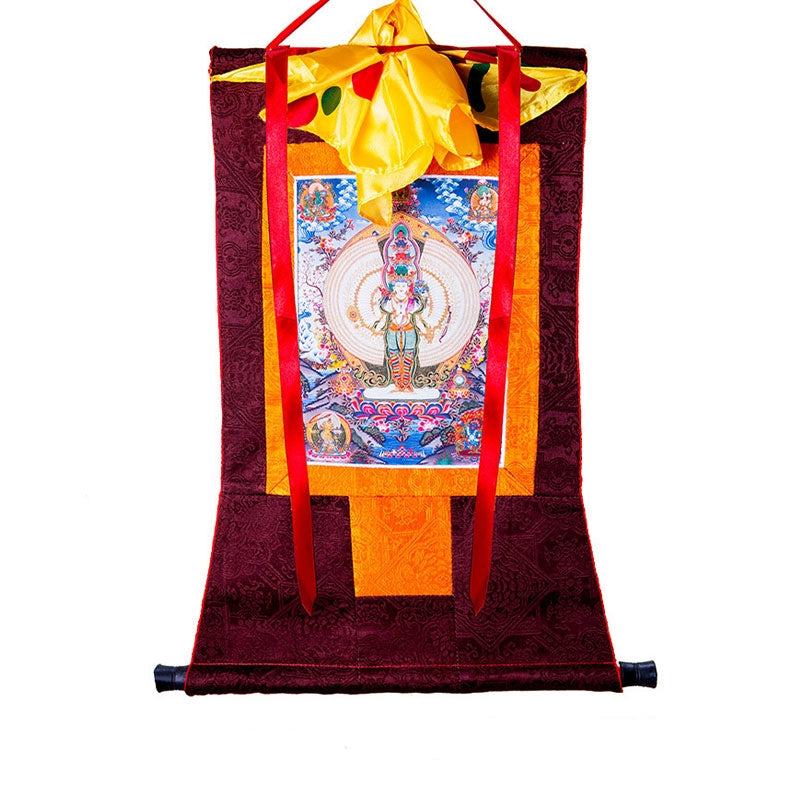 Mythstone Tibetan Thousand-handed Avalokitesvara Framed Thangka Blessing Decoration