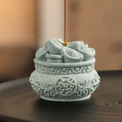 Mythstone Chinese Character Fu Ingots Healing Incense Burner Desk Decoration