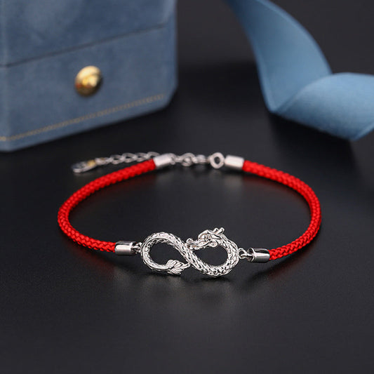 Mythstone Year Of The Dragon 999 Sterling Silver Endless Knot Luck Protection Bracelet