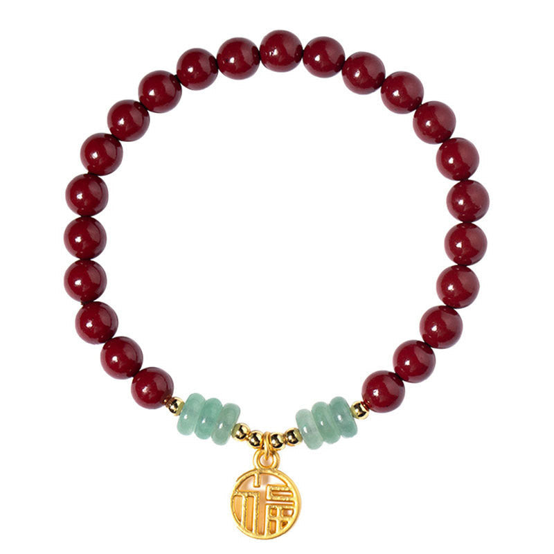 Mythstone Cinnabar Green Aventurine Luck Blessing Bracelet