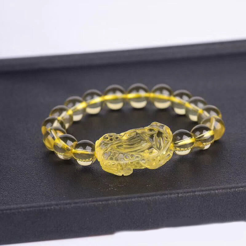 Mythstone Natural Citrine Pi Xiu Stretch Bracelet