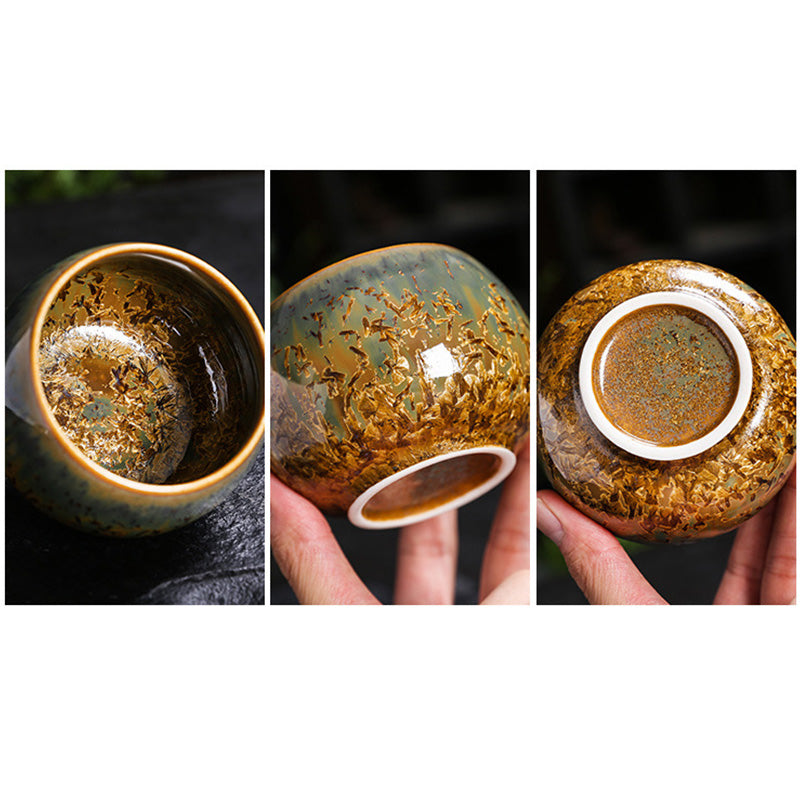 Mythstone Colorful Brown Ceramic Teacup Kung Fu Tea Cup Bowl