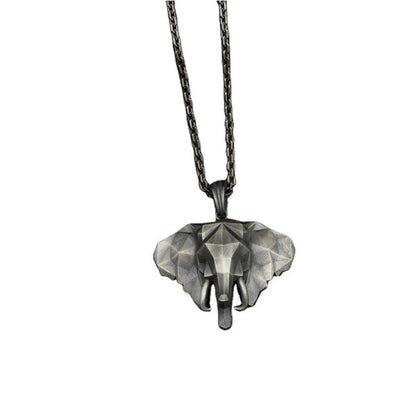 Mythstone Elephant Pewter Titanium Steel Strength Necklace Pendant