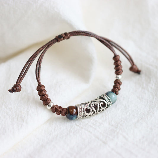 Mythstone Tibet Ceramic Bead Wealth String Bracelet